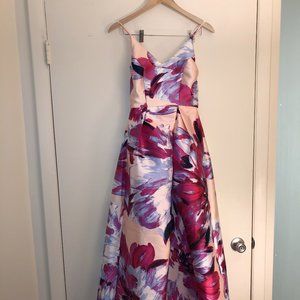 Long Crossback Prom Dress, Pink Floral, Size 1